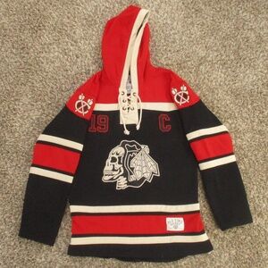 Old Time Hockey Hoodie Men's Medium Red Black Embroidered Pullover NHL Toews #19